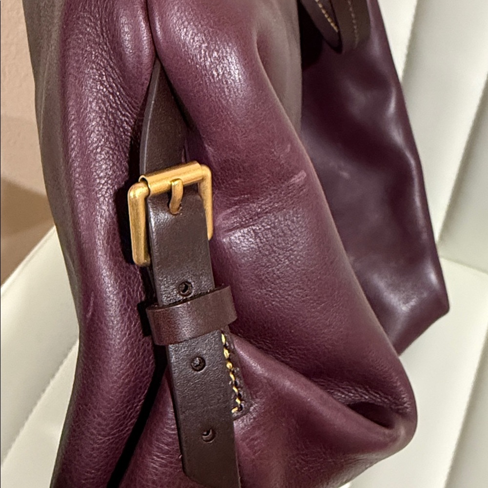 Dooney & Bourke Florentine Leather Shoulder Bag Plum Color - Picture 3 of 10